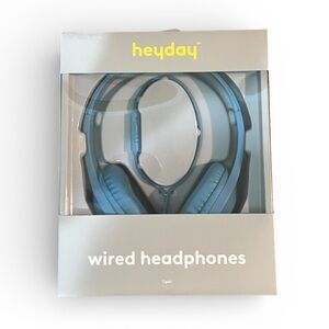 Heyday Wired On-Ear Padded Headphones Built In Microphone Blue new